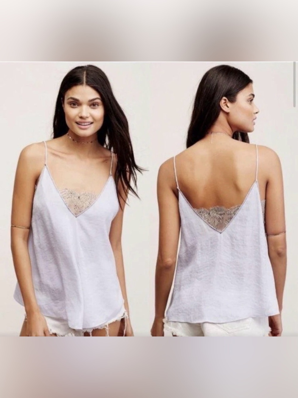 Free People Moonstone Deep V Bandeau Lace Cami Size M $58 NWT